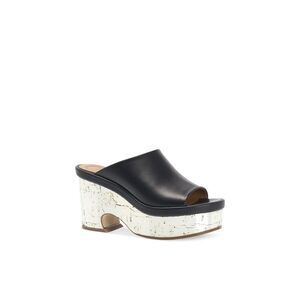 CHLOE Womens Black 1-1/2" Metallic-Coated Platform Oli Heeled Mules Shoes 37